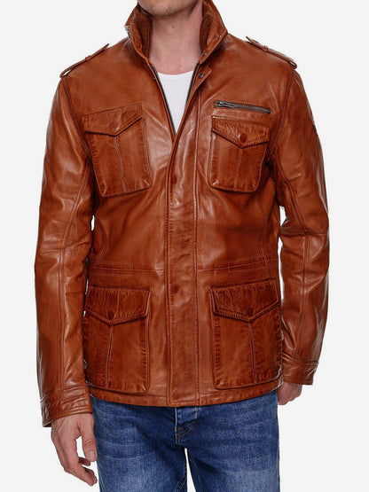 Tazzio Herren Jacke Lederjacke Trenchcoat 19706
