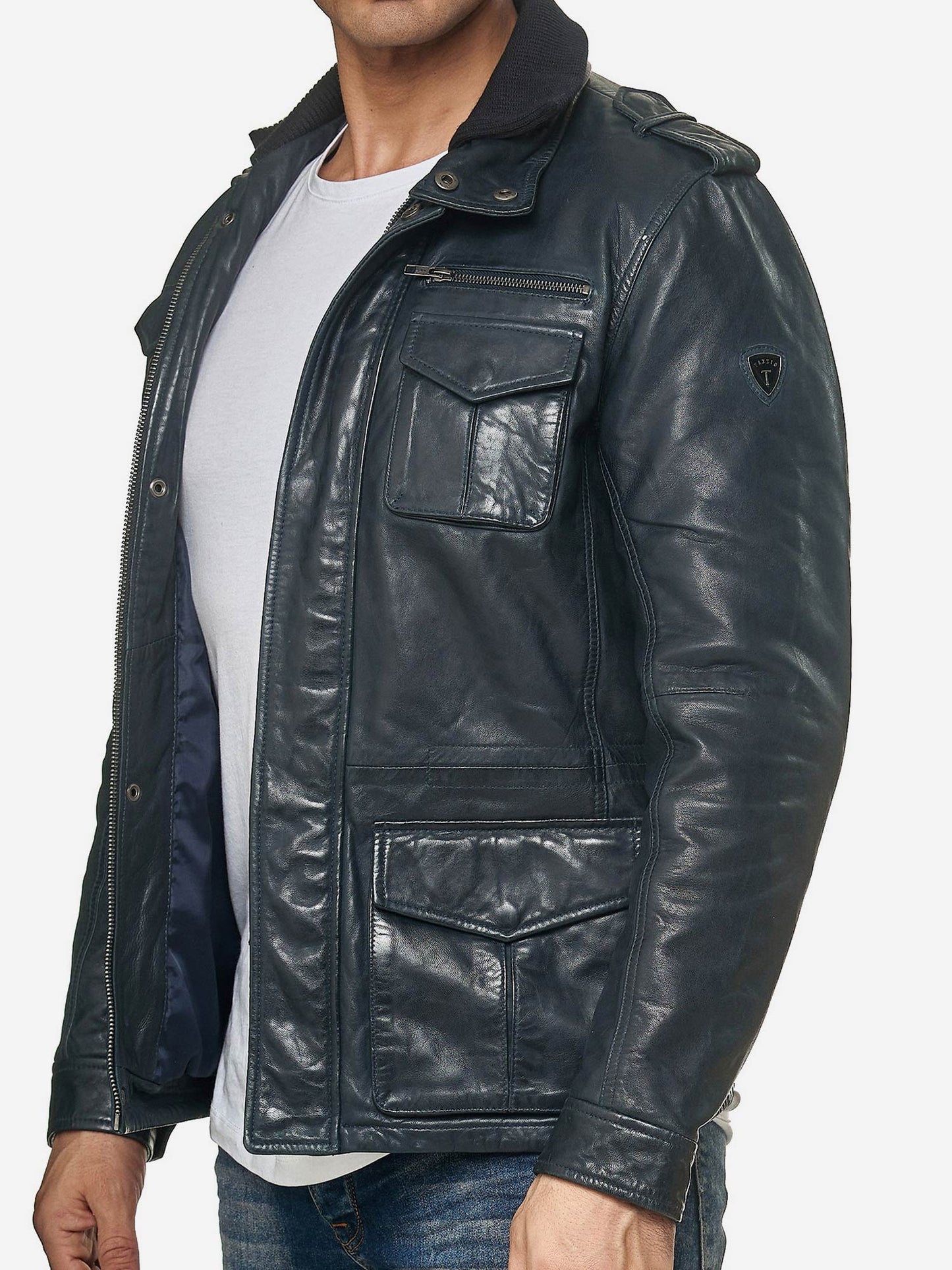 Tazzio Herren Jacke Lederjacke Trenchcoat 19706
