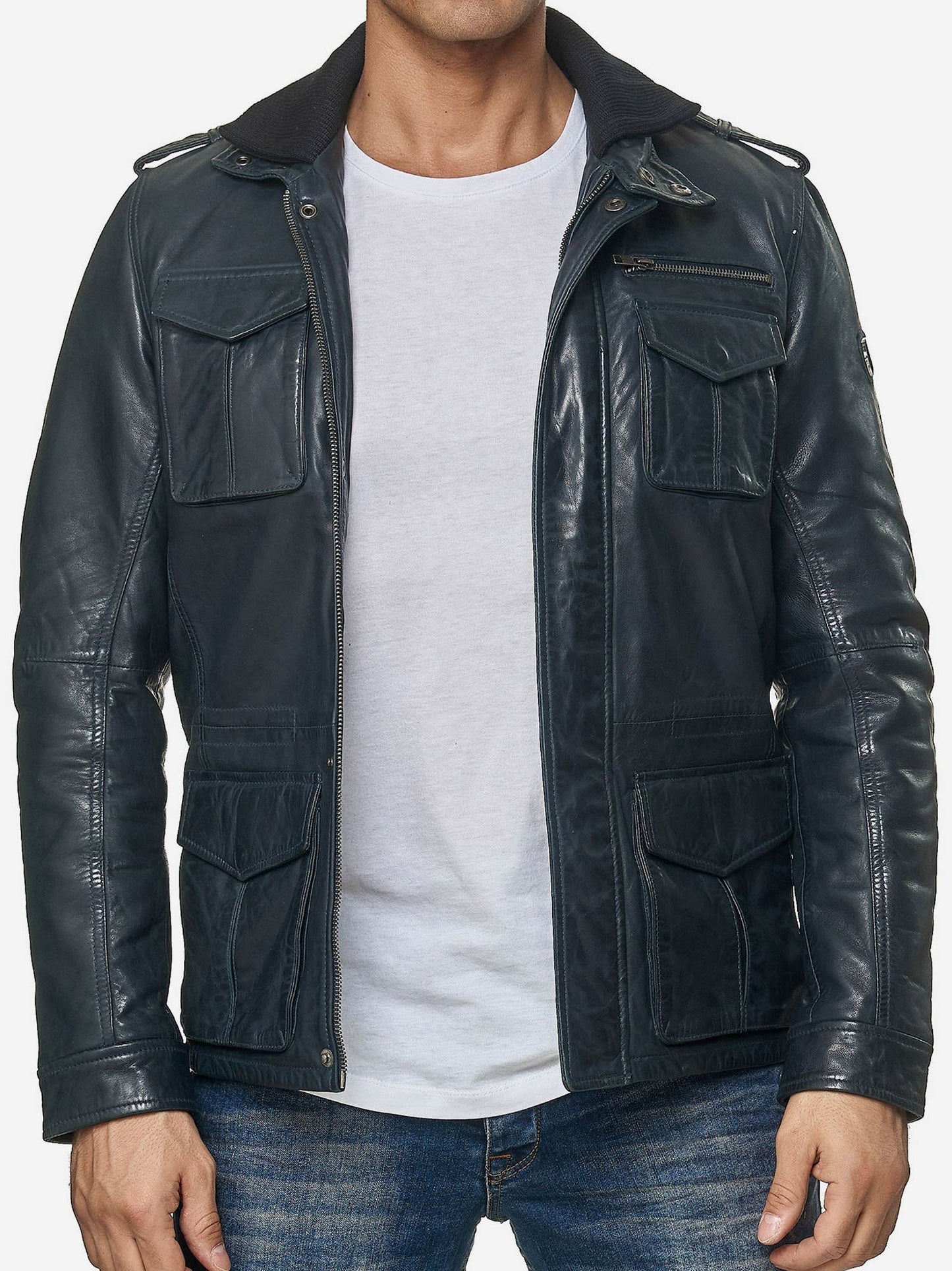 Tazzio Herren Jacke Lederjacke Trenchcoat 19706