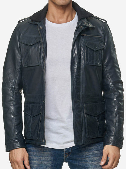 Tazzio Herren Jacke Lederjacke Trenchcoat 19706