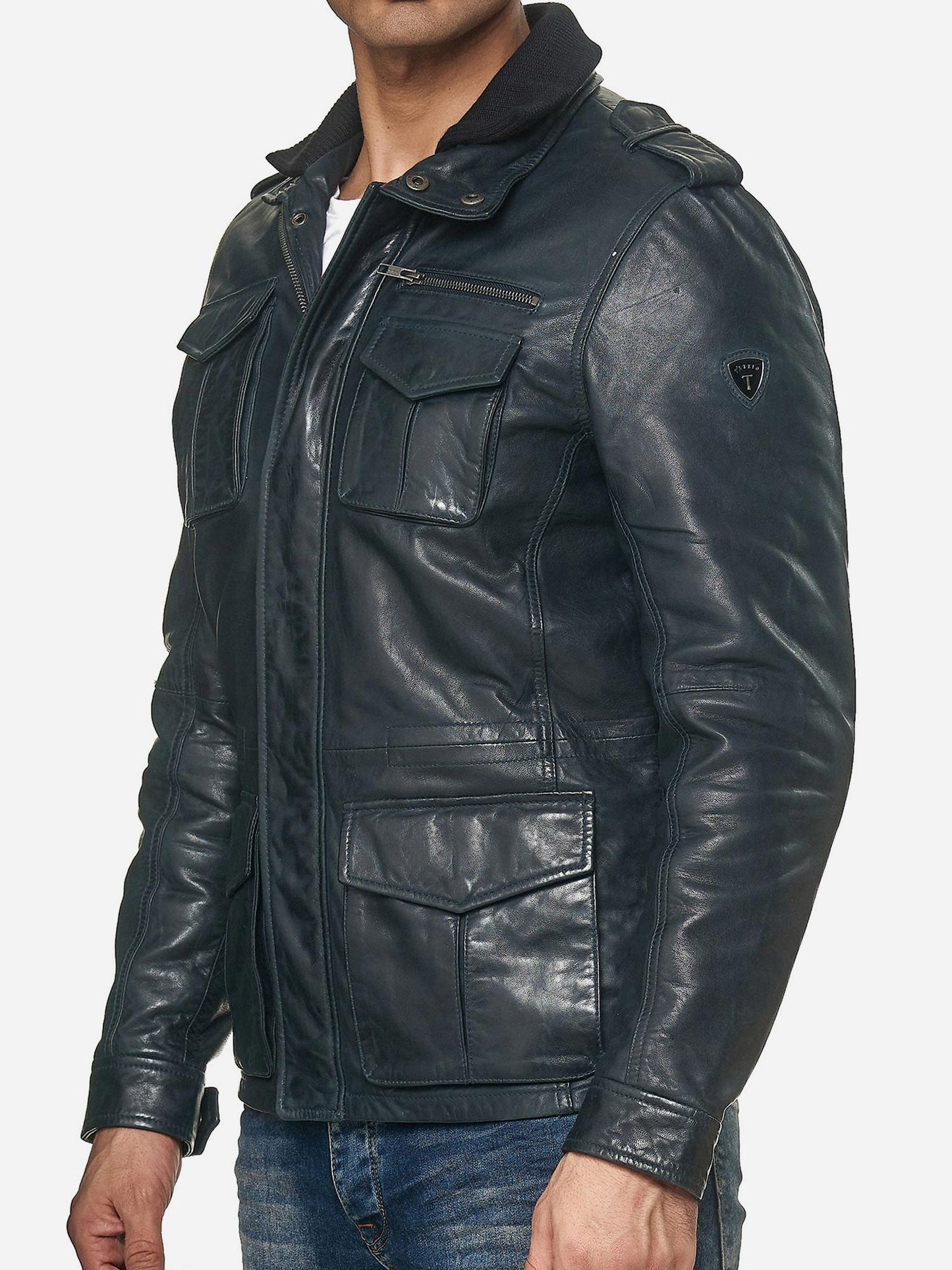 Tazzio Herren Jacke Lederjacke Trenchcoat 19706