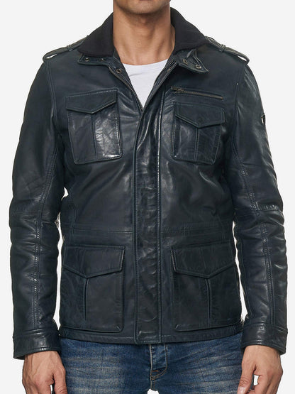 Tazzio Herren Jacke Lederjacke Trenchcoat 19706