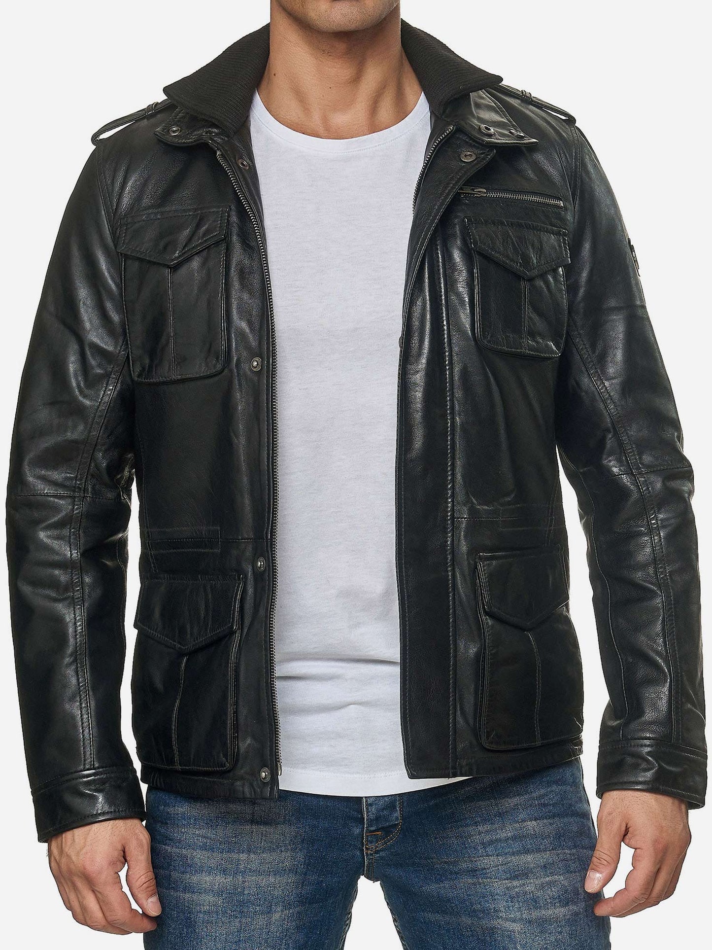 Tazzio Herren Jacke Lederjacke Trenchcoat 19706