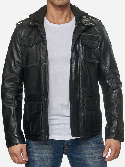 Tazzio Herren Jacke Lederjacke Trenchcoat 19706