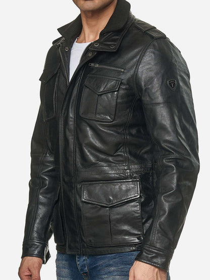 Tazzio Herren Jacke Lederjacke Trenchcoat 19706