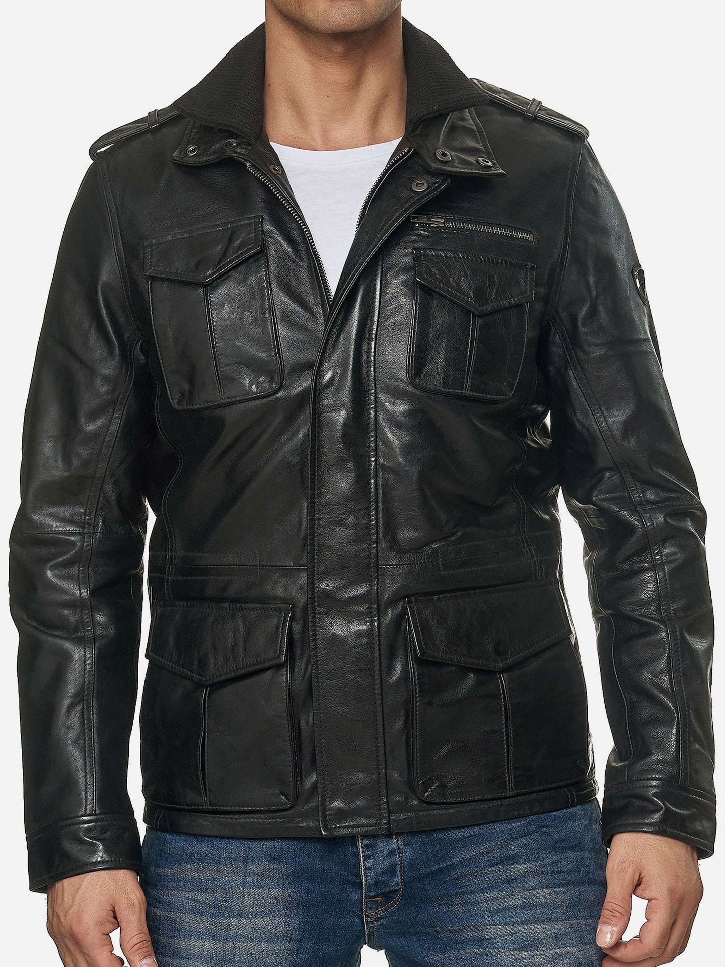 Tazzio Herren Jacke Lederjacke Trenchcoat 19706