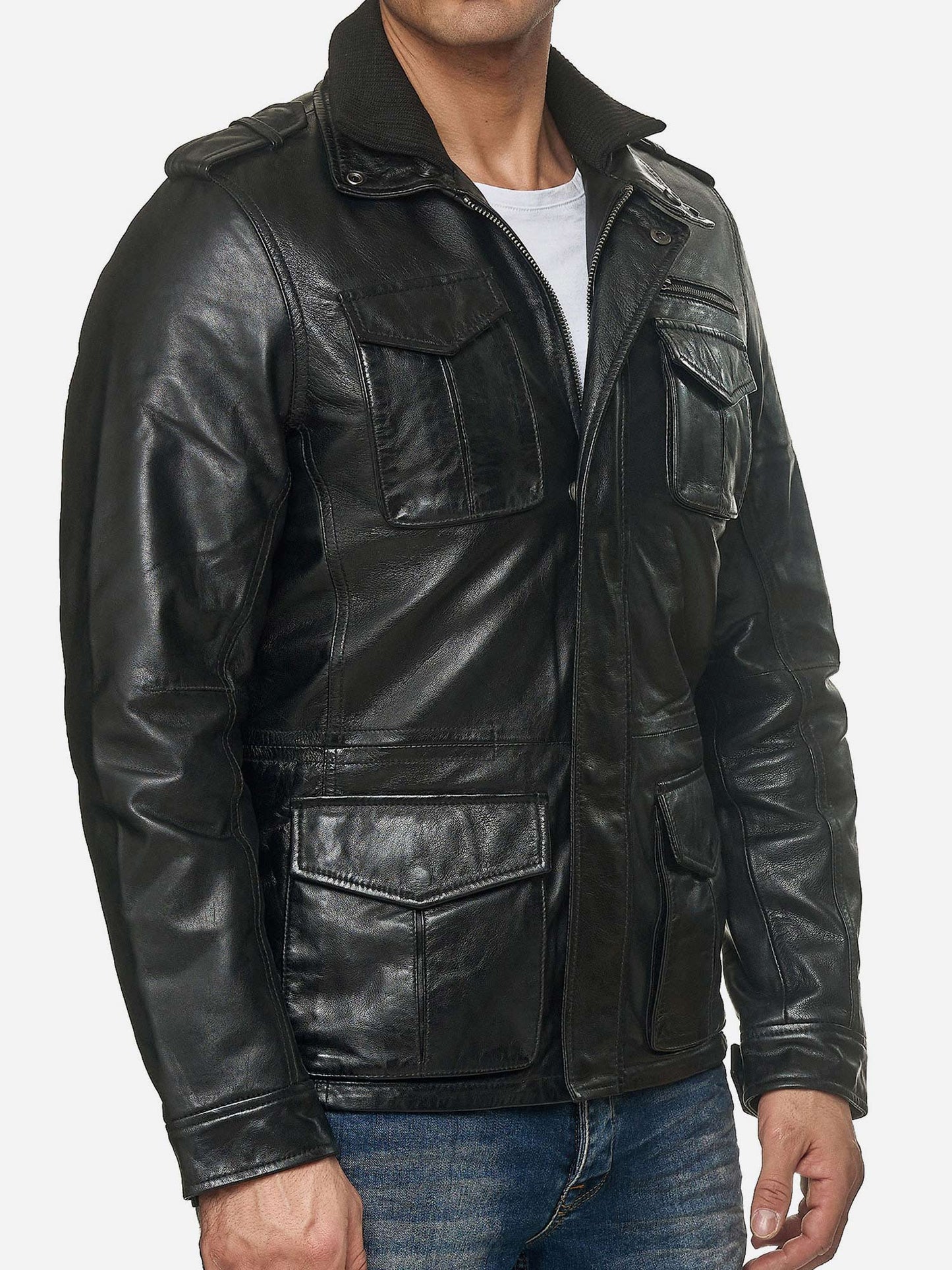 Tazzio Herren Jacke Lederjacke Trenchcoat 19706