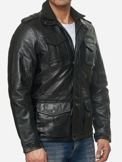 Tazzio Herren Jacke Lederjacke Trenchcoat 19706