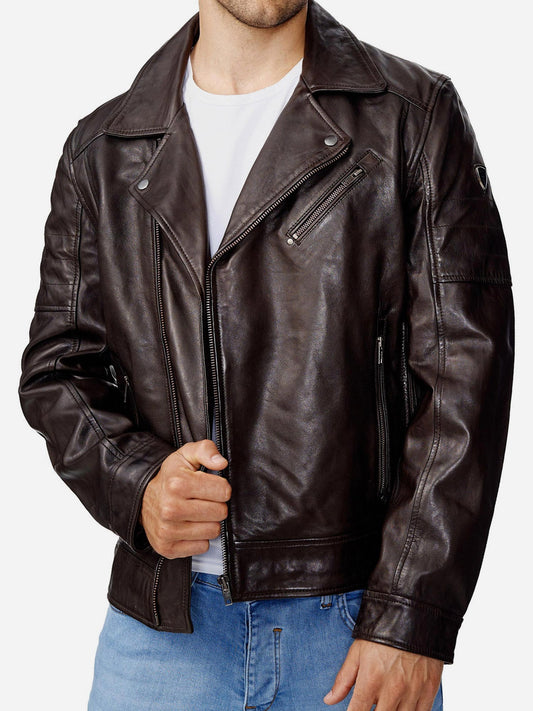 Tazzio Herren Jacke Lederjacke Biker Echtleder 19708