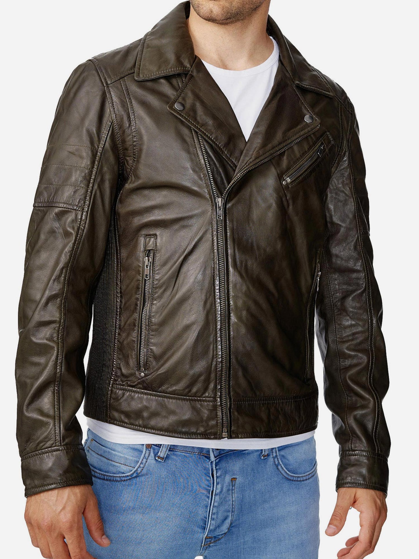 Tazzio Herren Jacke Lederjacke Biker Echtleder 19708
