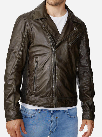 Tazzio Herren Jacke Lederjacke Biker Echtleder 19708