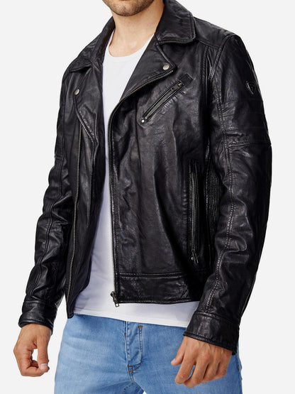Tazzio Herren Jacke Lederjacke Biker Echtleder 19708