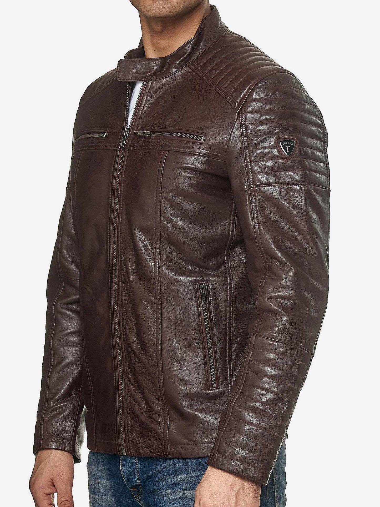 Tazzio Herren Jacke Lederjacke Biker Echtleder 19709