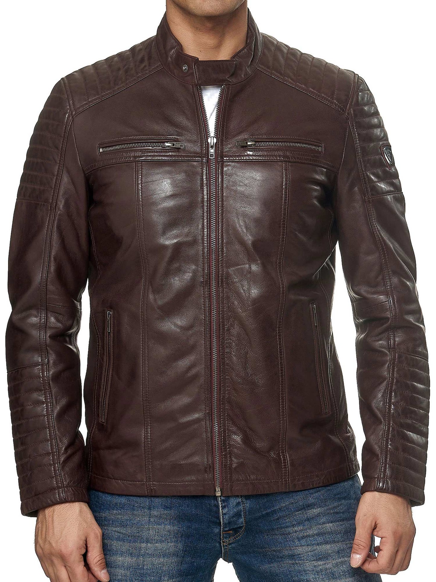 Tazzio Herren Jacke Lederjacke Biker Echtleder 19709