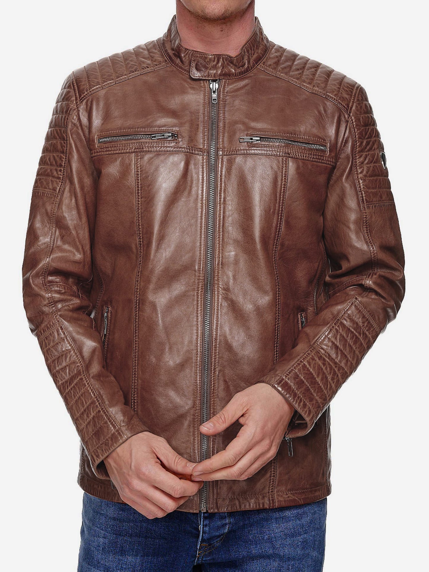 Tazzio Herren Jacke Lederjacke Biker Echtleder 19709
