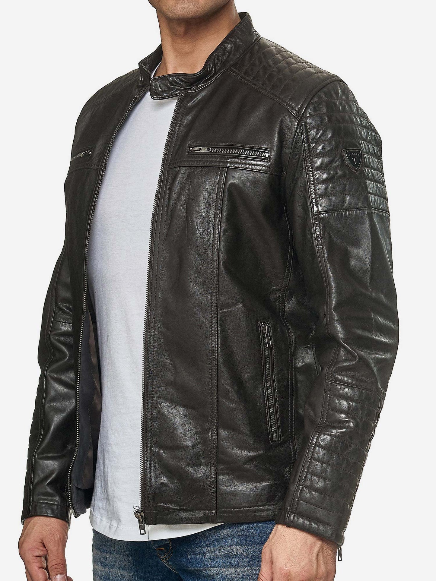 Tazzio Herren Jacke Lederjacke Biker Echtleder 19709