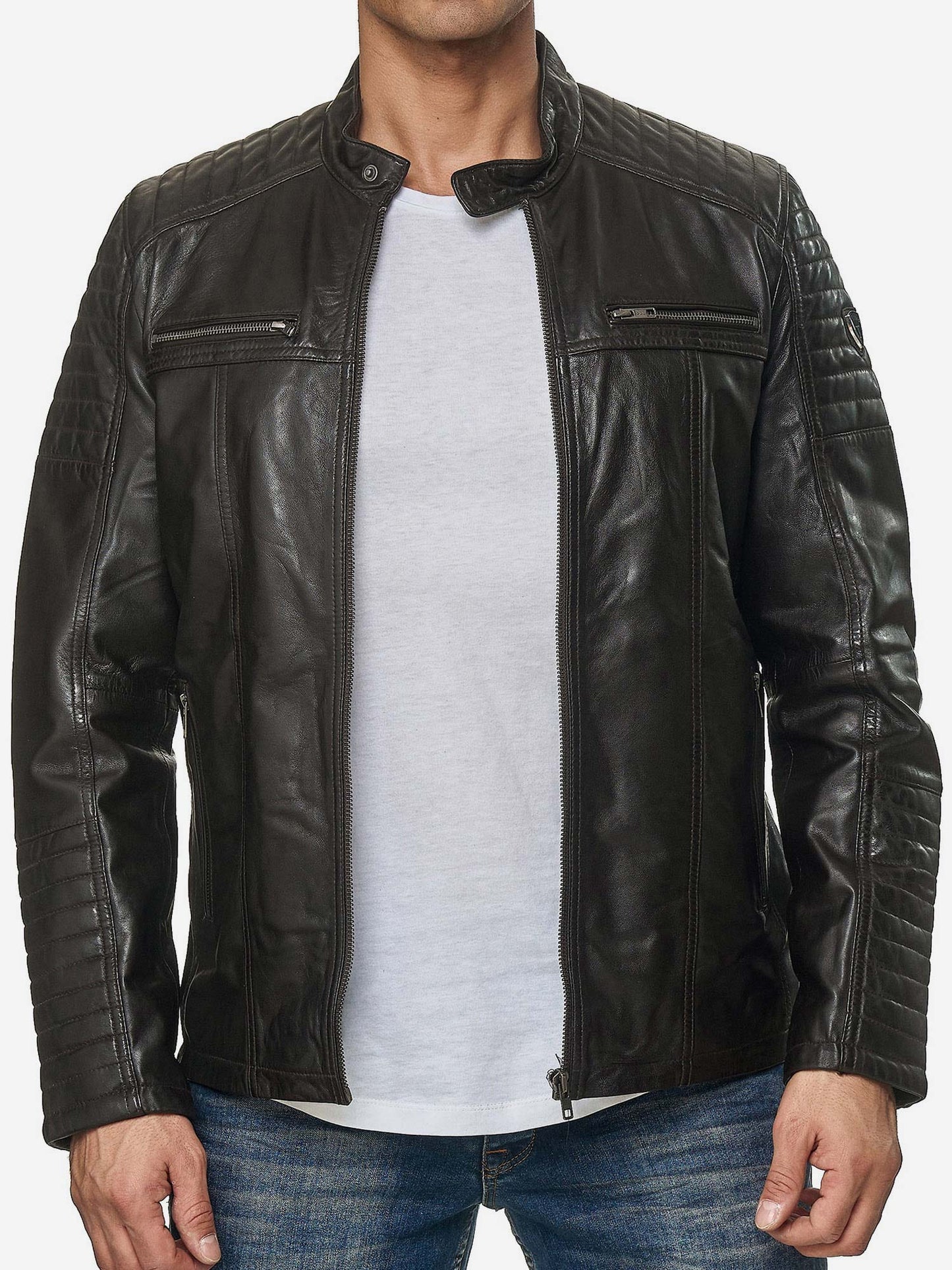 Tazzio Herren Jacke Lederjacke Biker Echtleder 19709