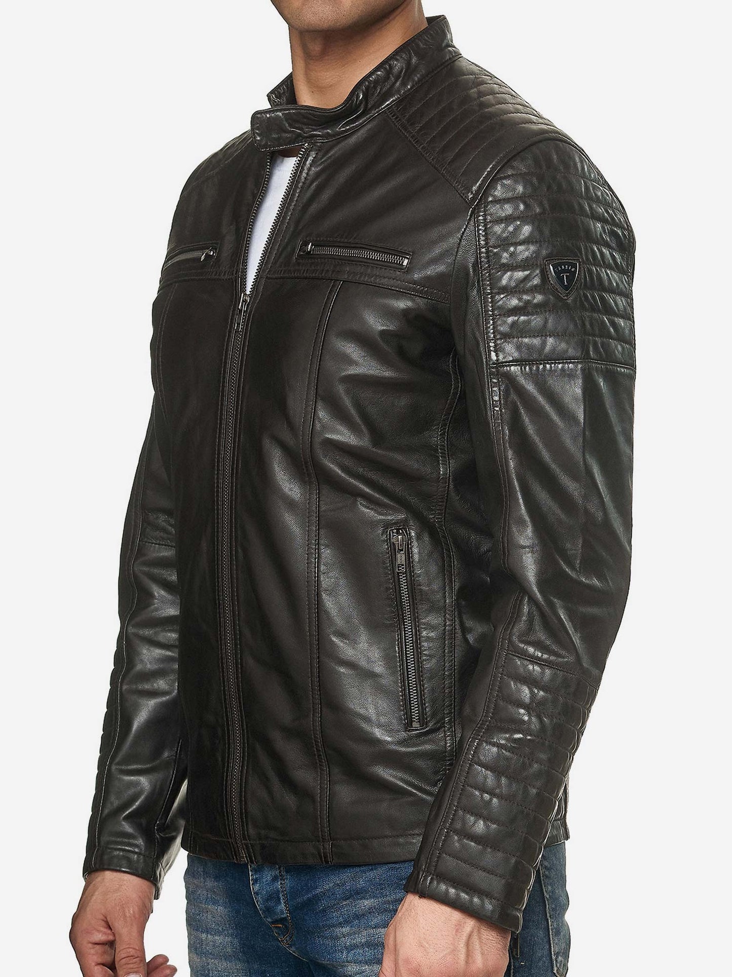 Tazzio Herren Jacke Lederjacke Biker Echtleder 19709