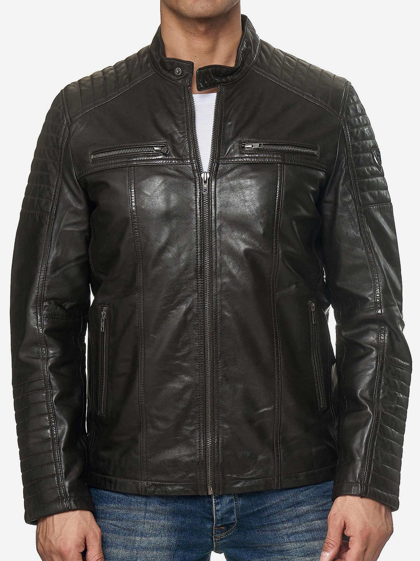 Tazzio Herren Jacke Lederjacke Biker Echtleder 19709