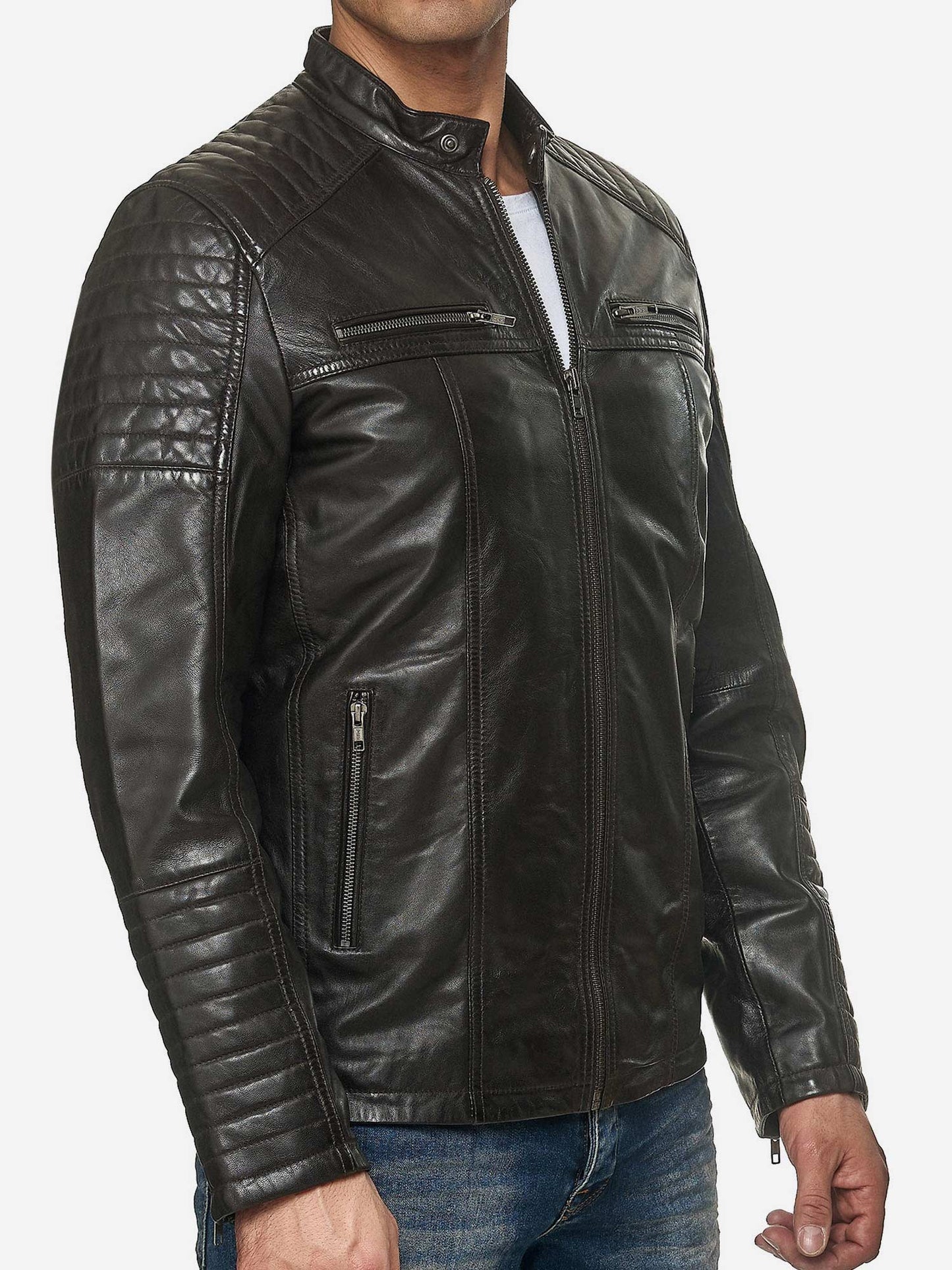 Tazzio Herren Jacke Lederjacke Biker Echtleder 19709