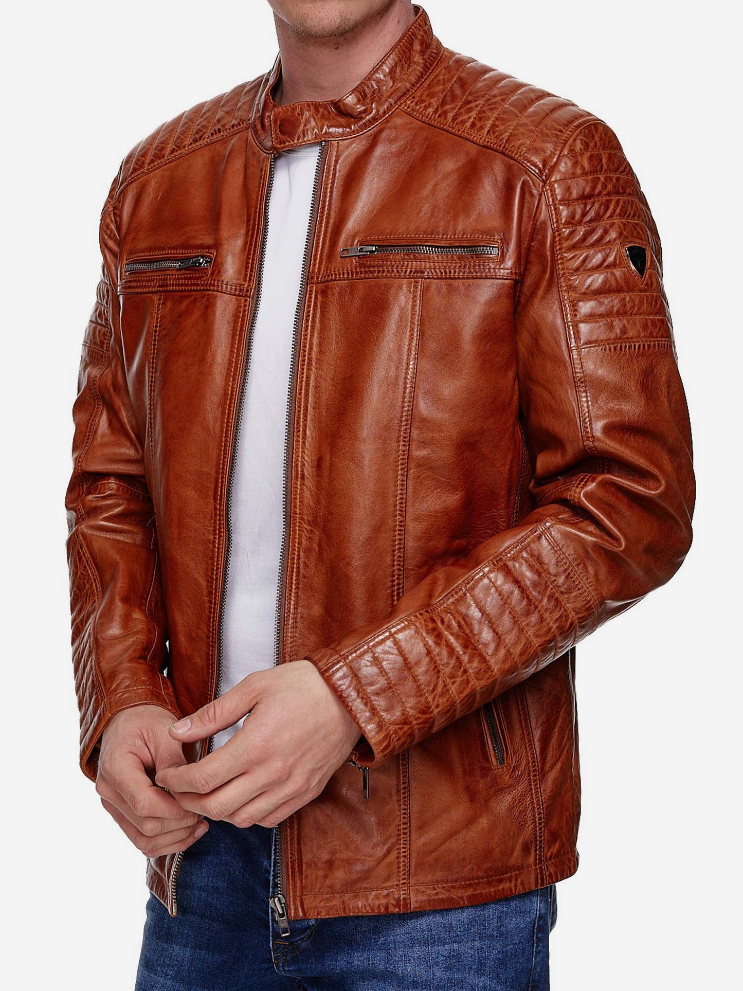 Tazzio Herren Jacke Lederjacke Biker Echtleder 19709