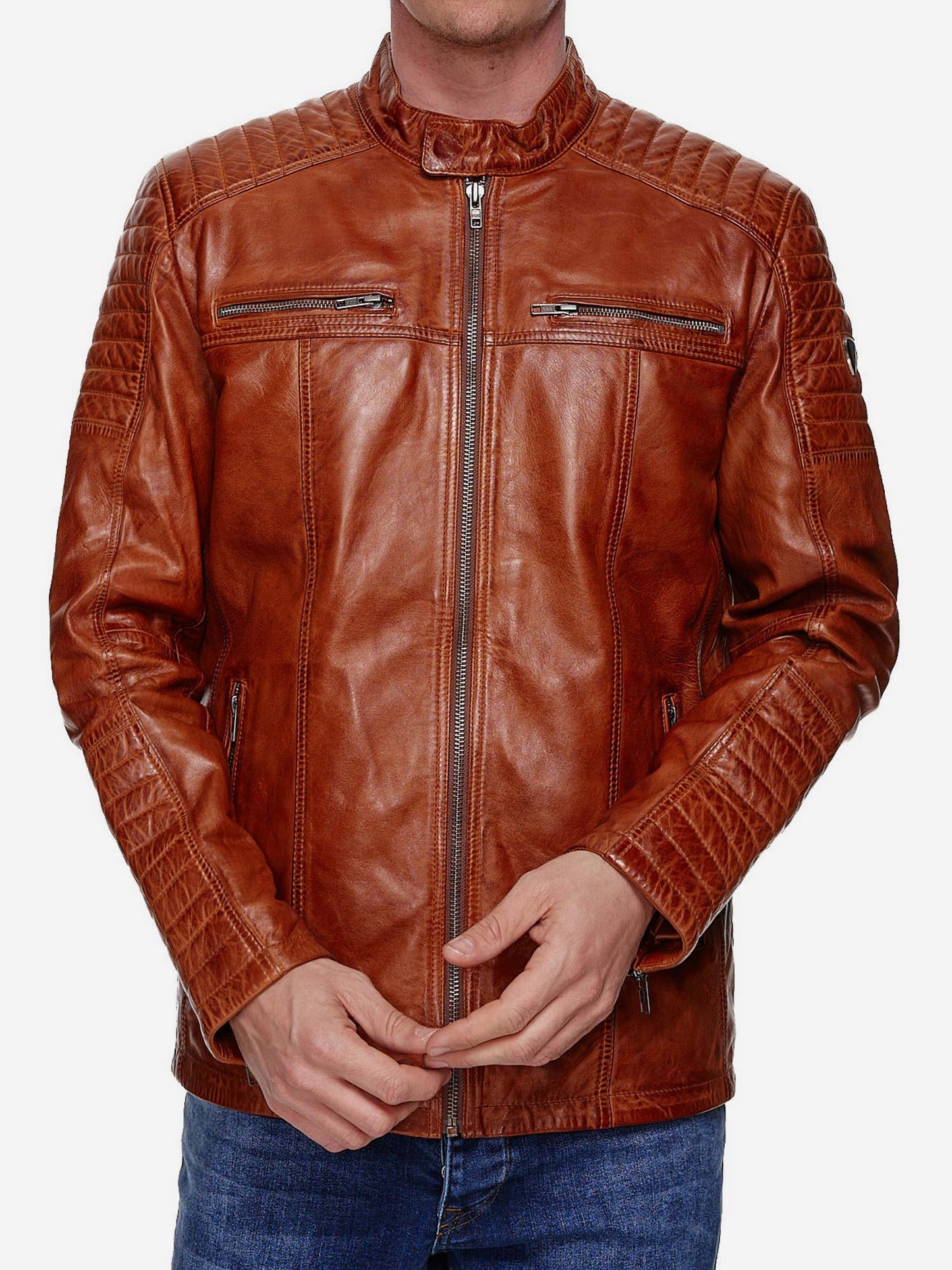 Tazzio Herren Jacke Lederjacke Biker Echtleder 19709