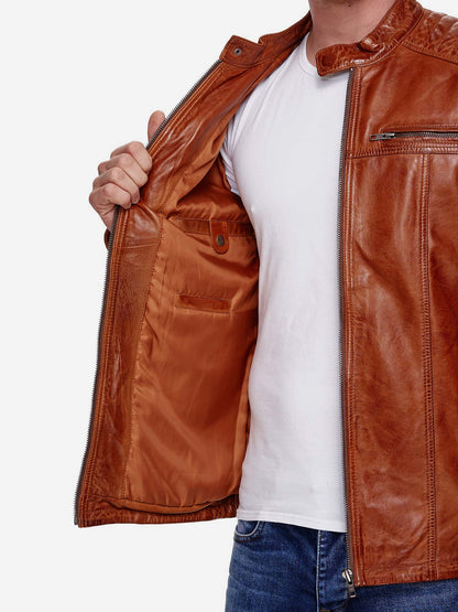 Tazzio Herren Jacke Lederjacke Biker Echtleder 19709