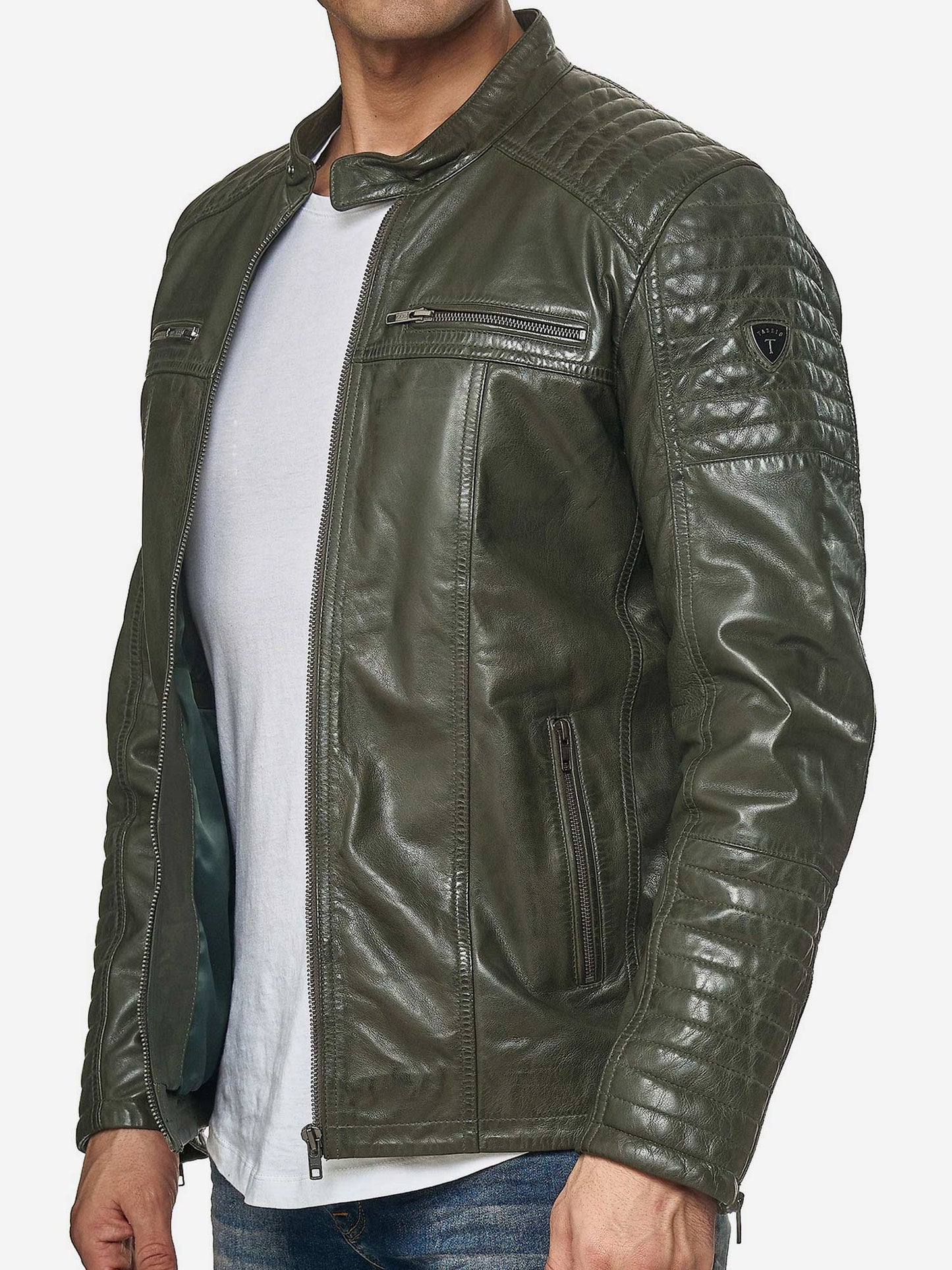Tazzio Herren Jacke Lederjacke Biker Echtleder 19709