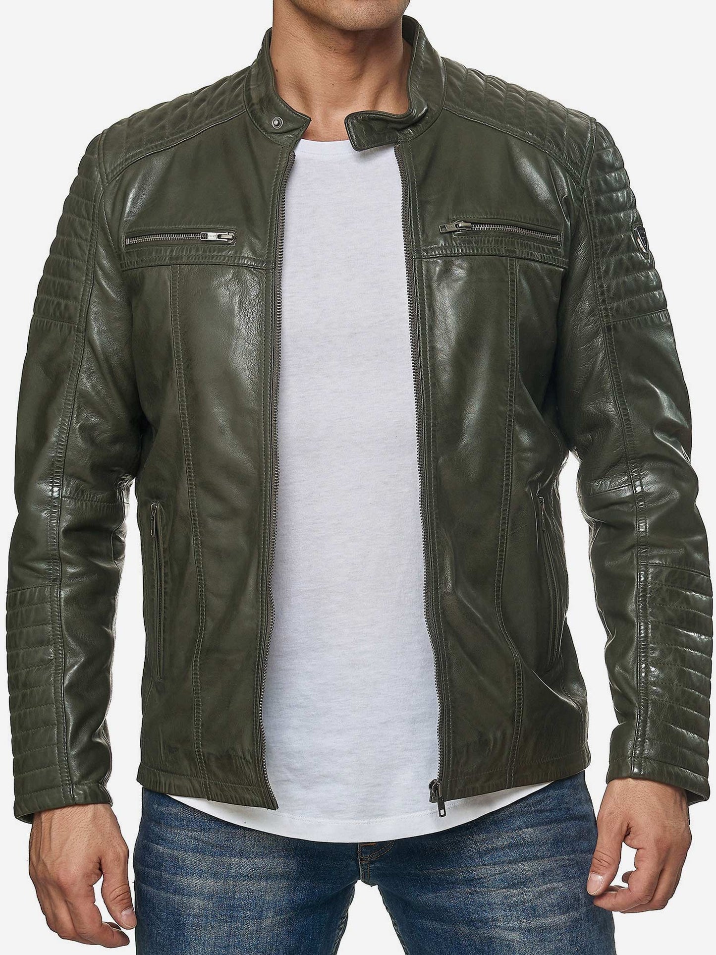 Tazzio Herren Jacke Lederjacke Biker Echtleder 19709