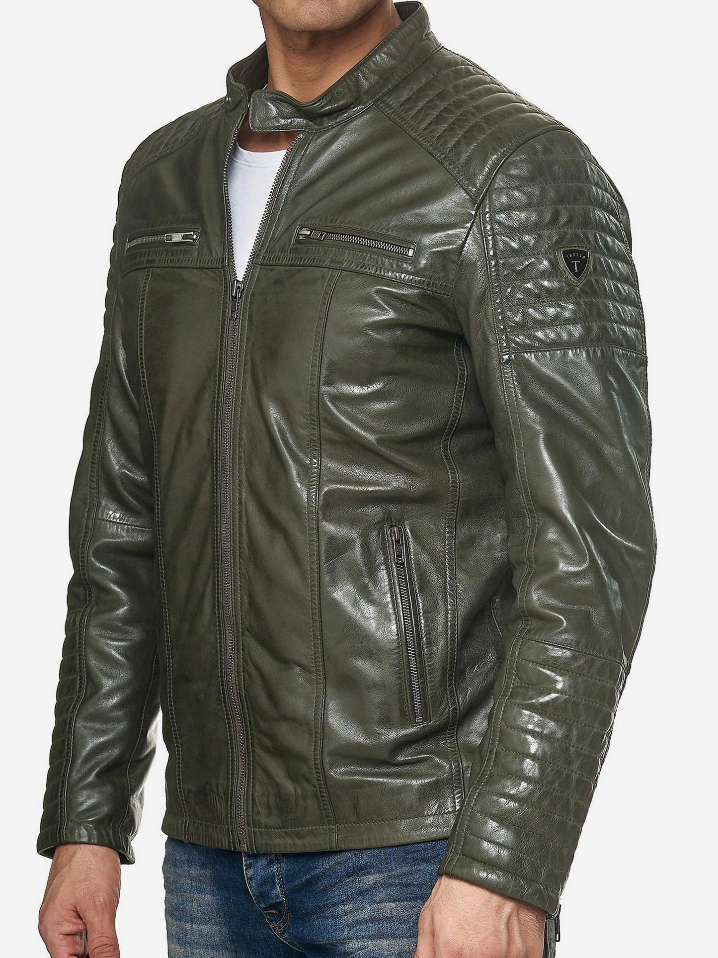 Tazzio Herren Jacke Lederjacke Biker Echtleder 19709