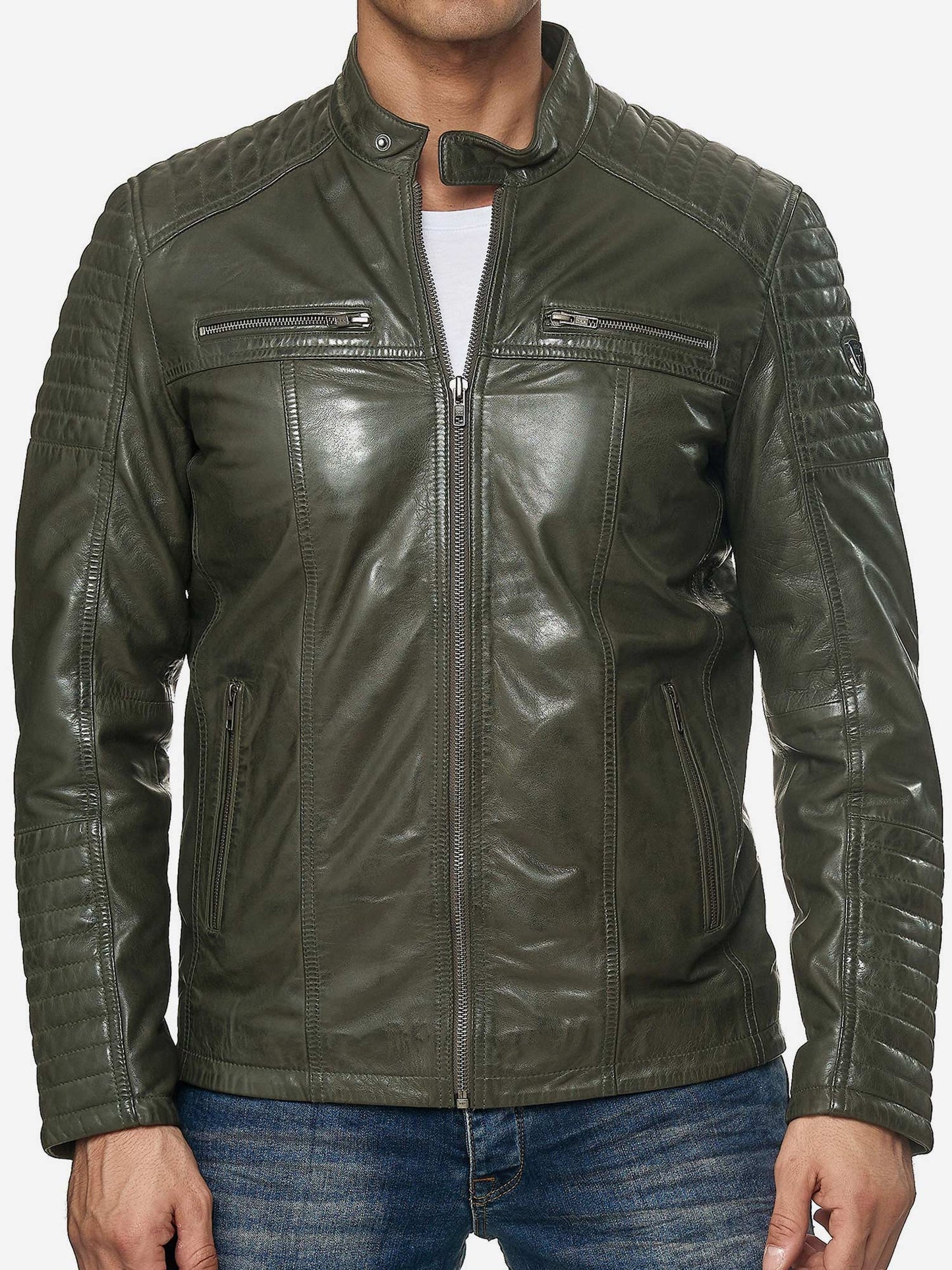 Tazzio Herren Jacke Lederjacke Biker Echtleder 19709