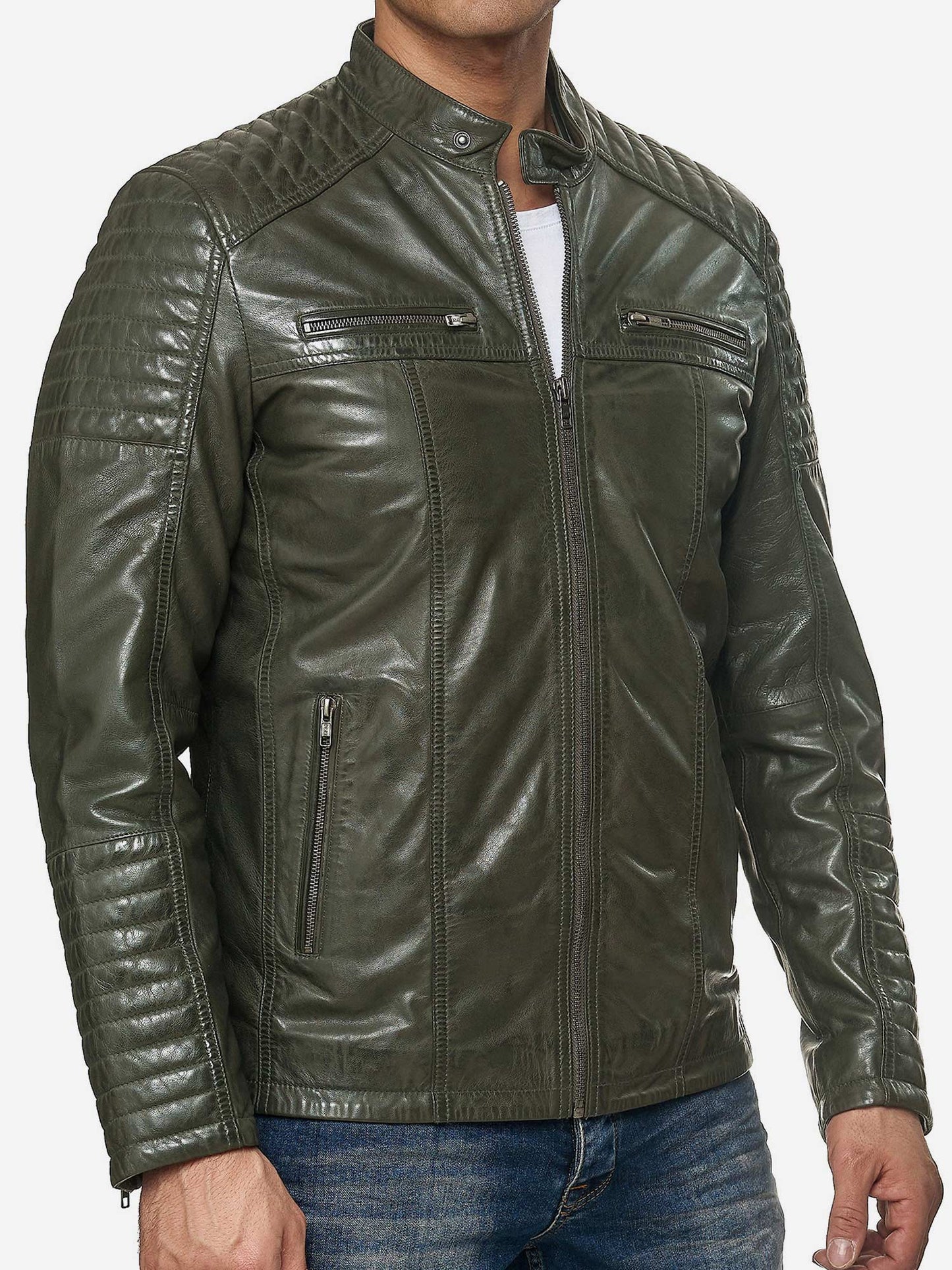 Tazzio Herren Jacke Lederjacke Biker Echtleder 19709