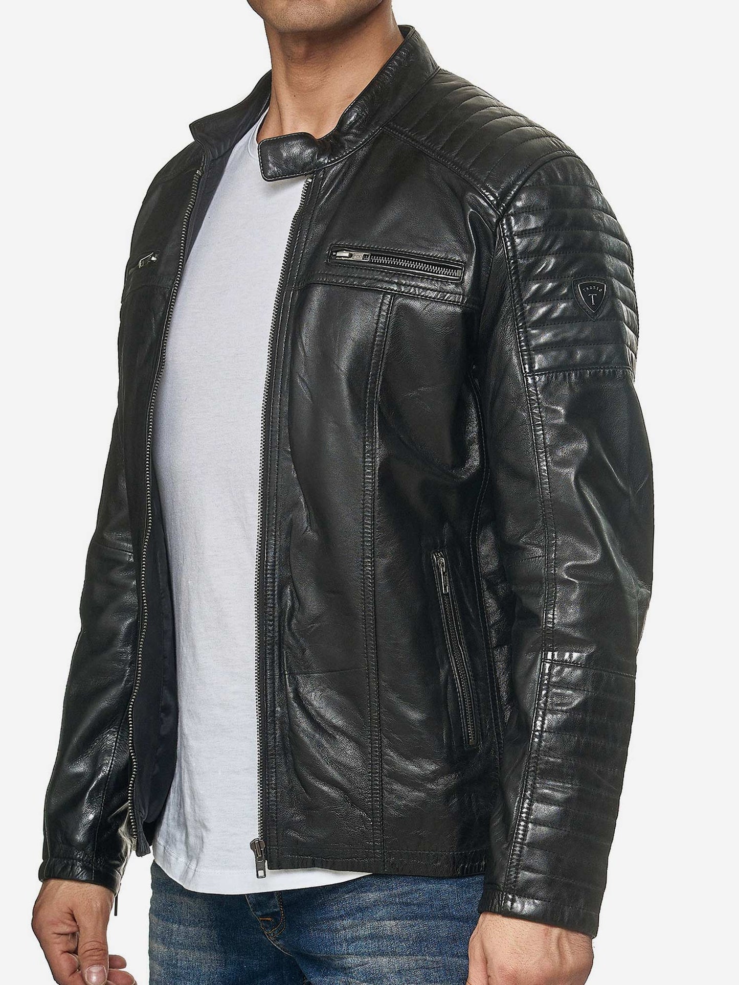 Tazzio Herren Jacke Lederjacke Biker Echtleder 19709