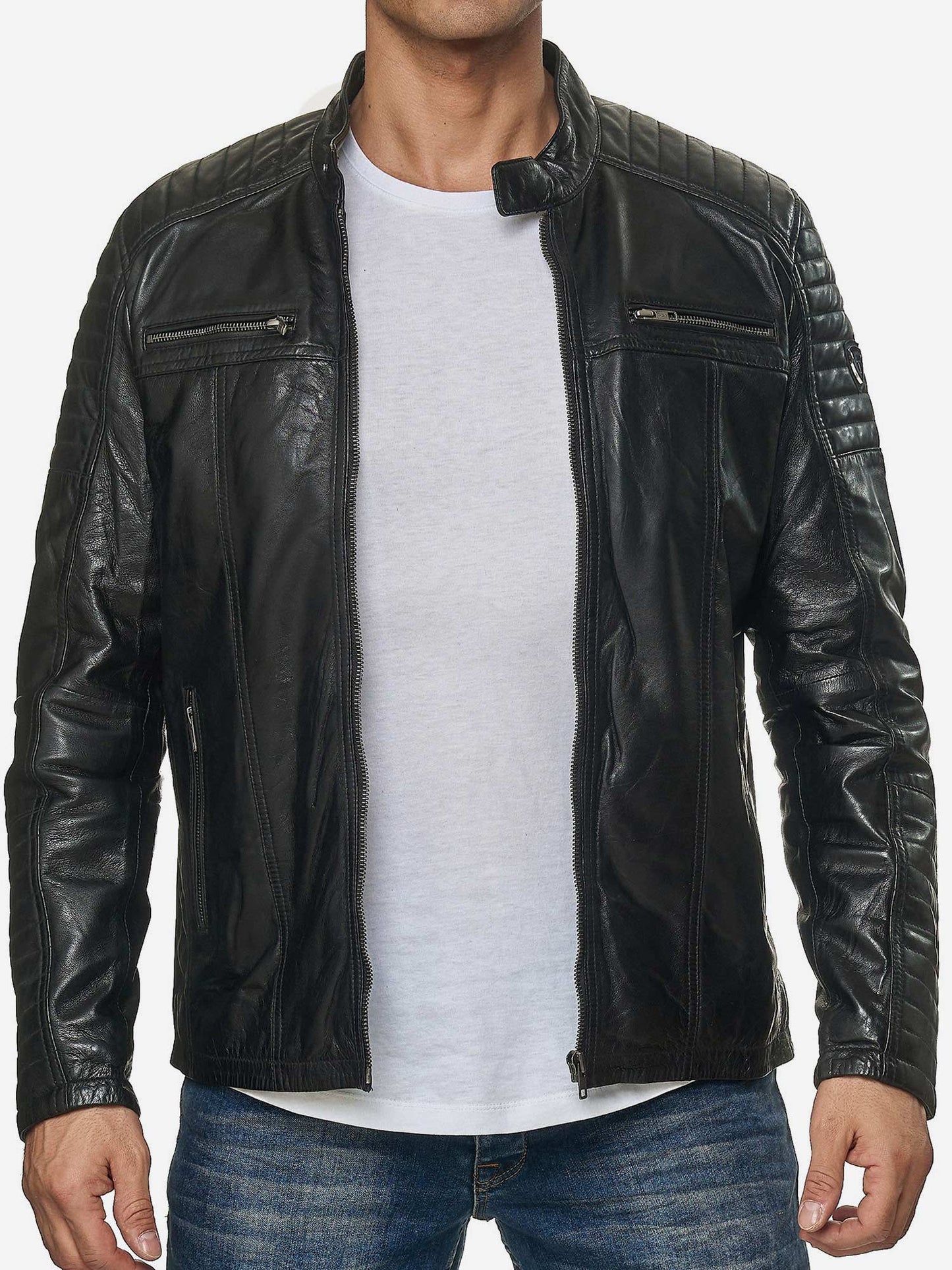 Tazzio Herren Jacke Lederjacke Biker Echtleder 19709