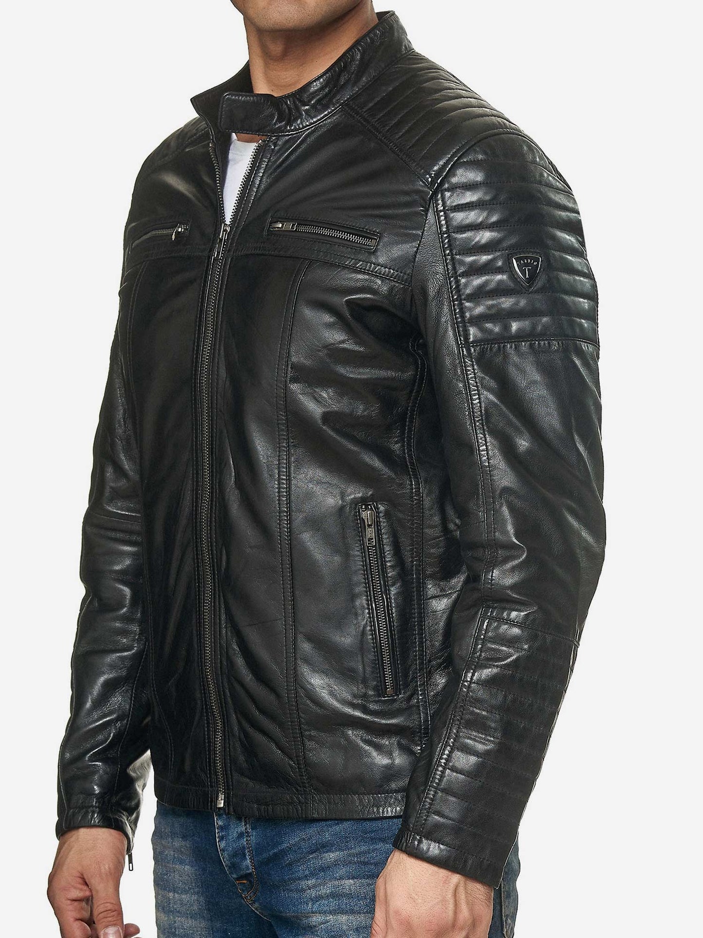Tazzio Herren Jacke Lederjacke Biker Echtleder 19709