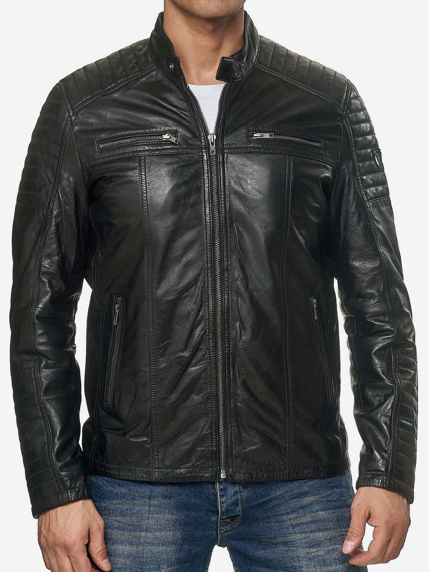 Tazzio Herren Jacke Lederjacke Biker Echtleder 19709