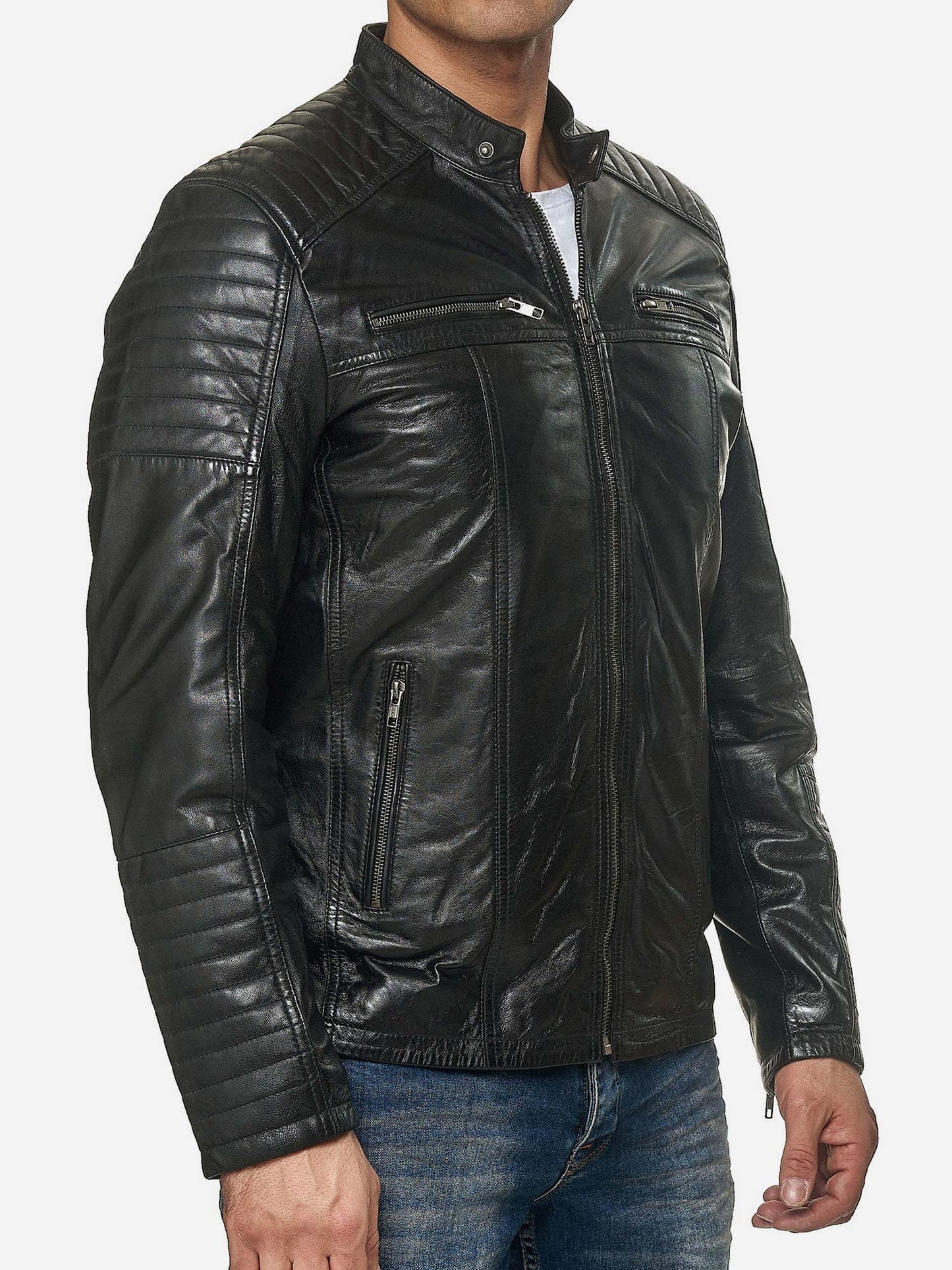 Tazzio Herren Jacke Lederjacke Biker Echtleder 19709