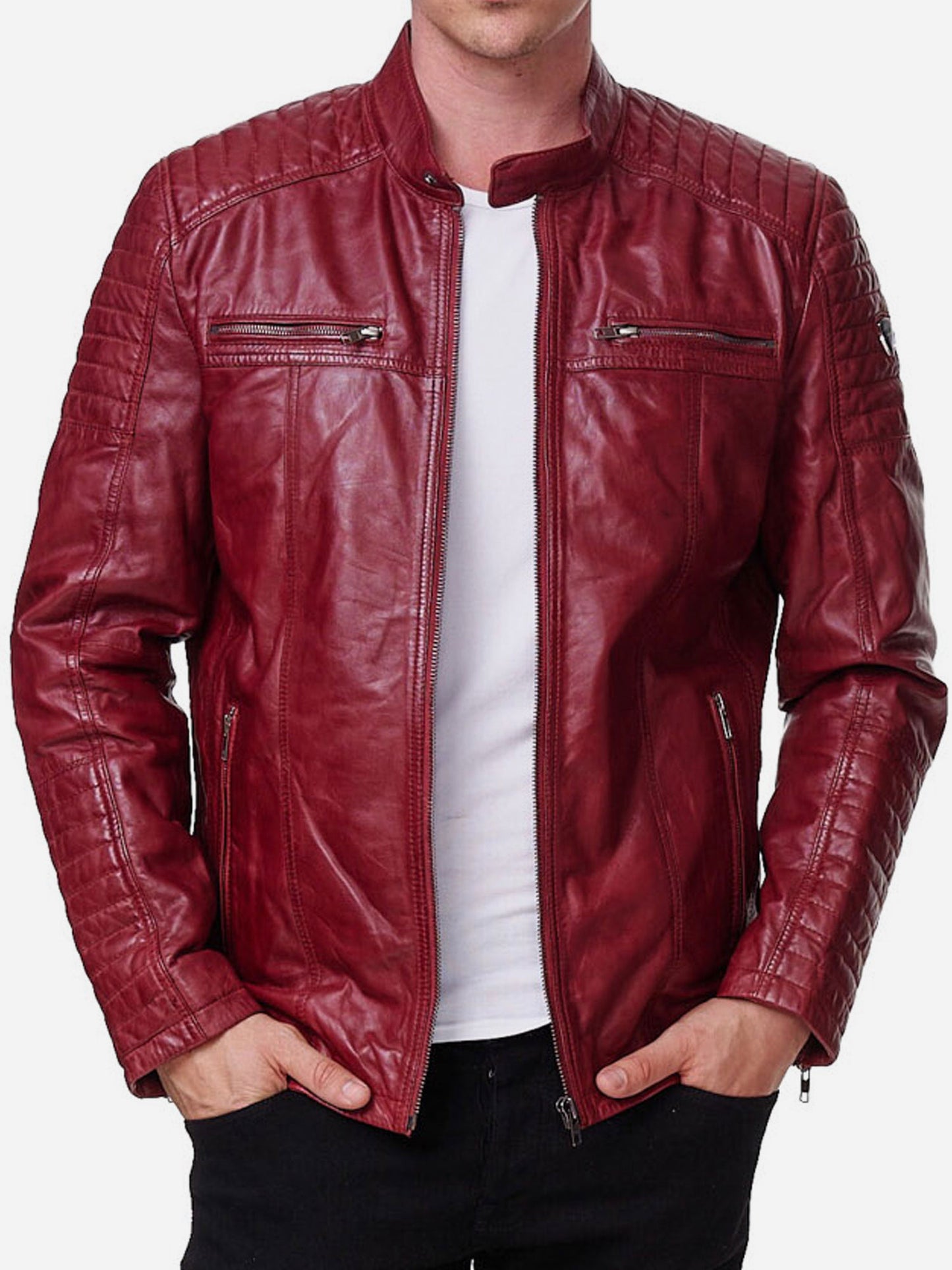 Tazzio Herren Jacke Lederjacke Biker Echtleder 19709