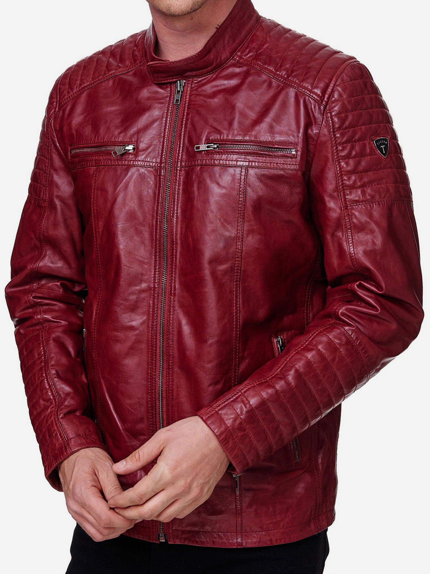 Tazzio Herren Jacke Lederjacke Biker Echtleder 19709