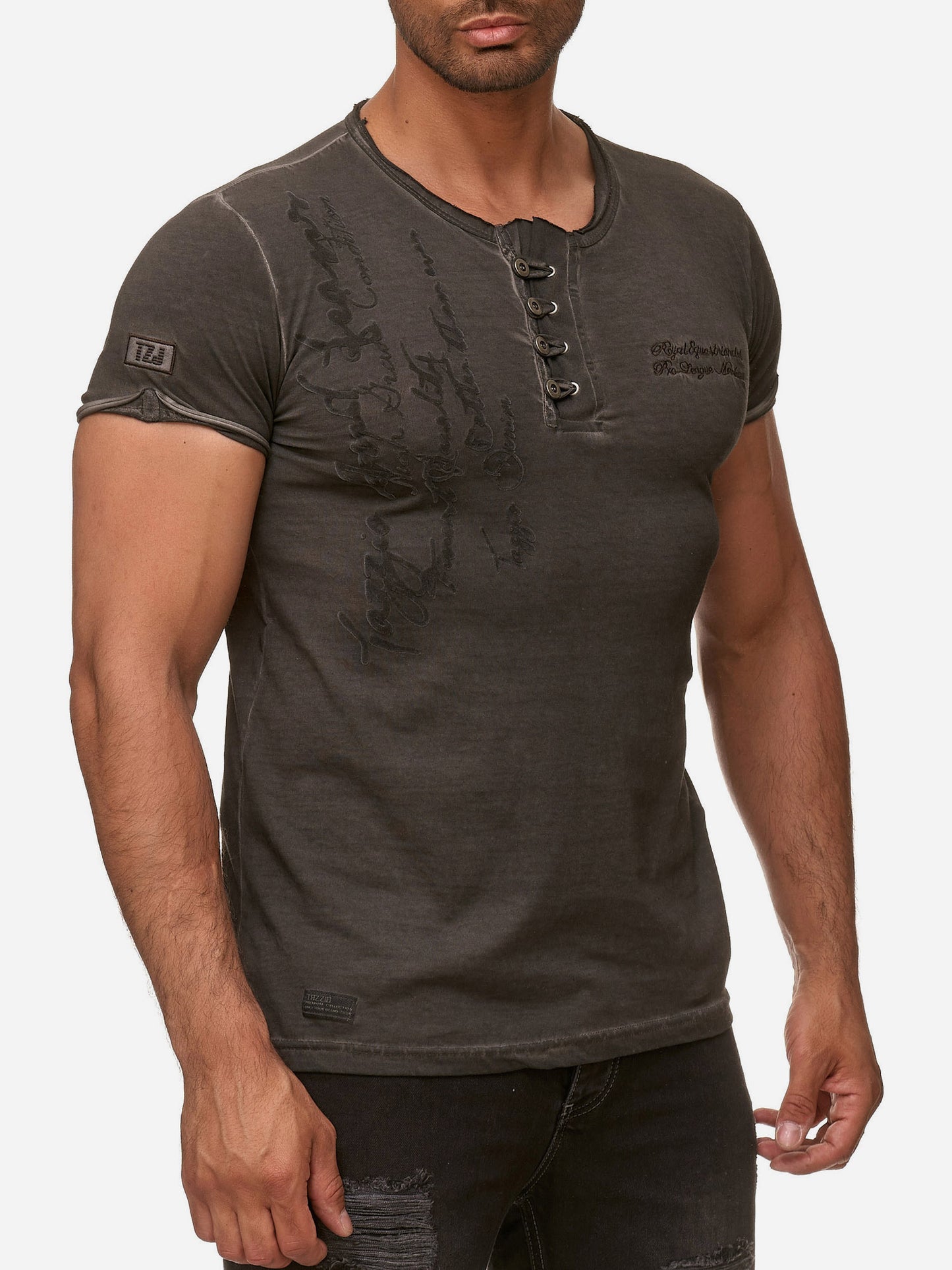 T-shirt Tazzio pour homme, délavé à l'huile 4050-1