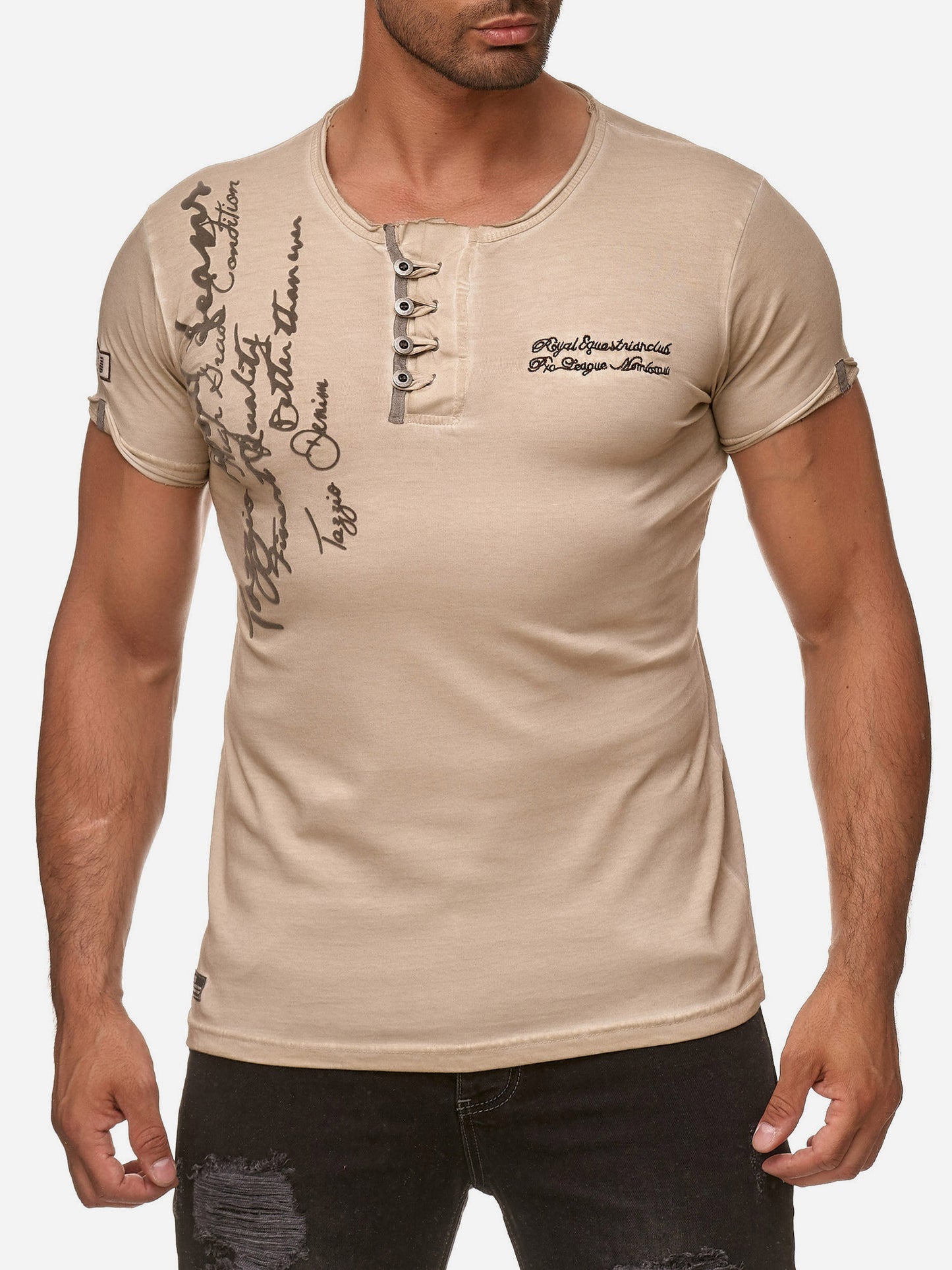 T-shirt Tazzio pour homme, délavé à l'huile 4050-1