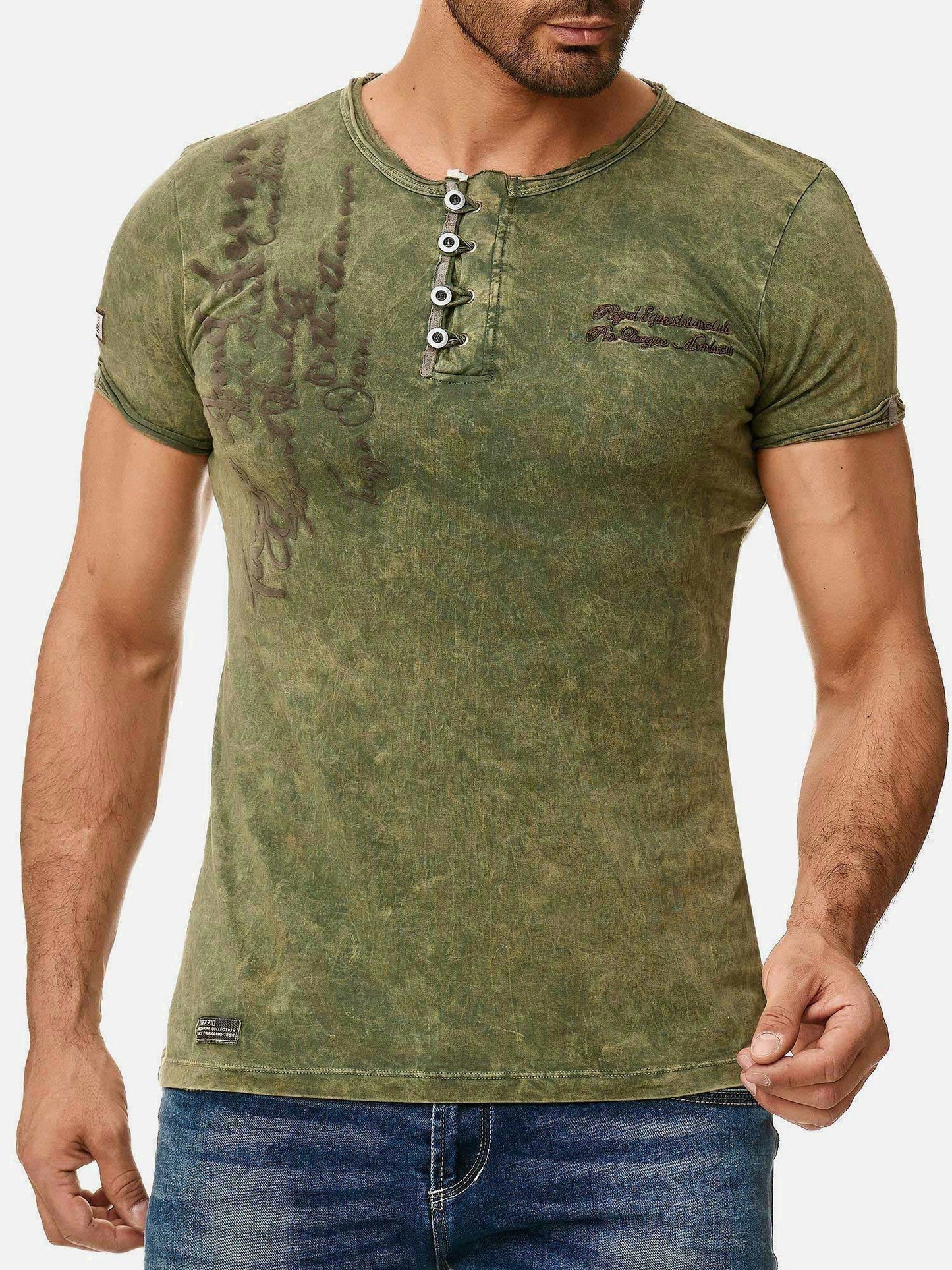 T-shirt Tazzio pour homme, délavé à l'huile 4050-1