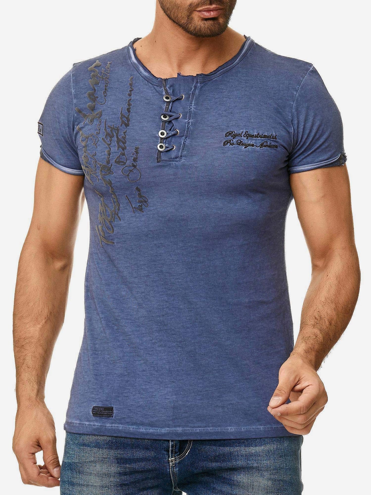 T-shirt Tazzio pour homme, délavé à l'huile 4050-1