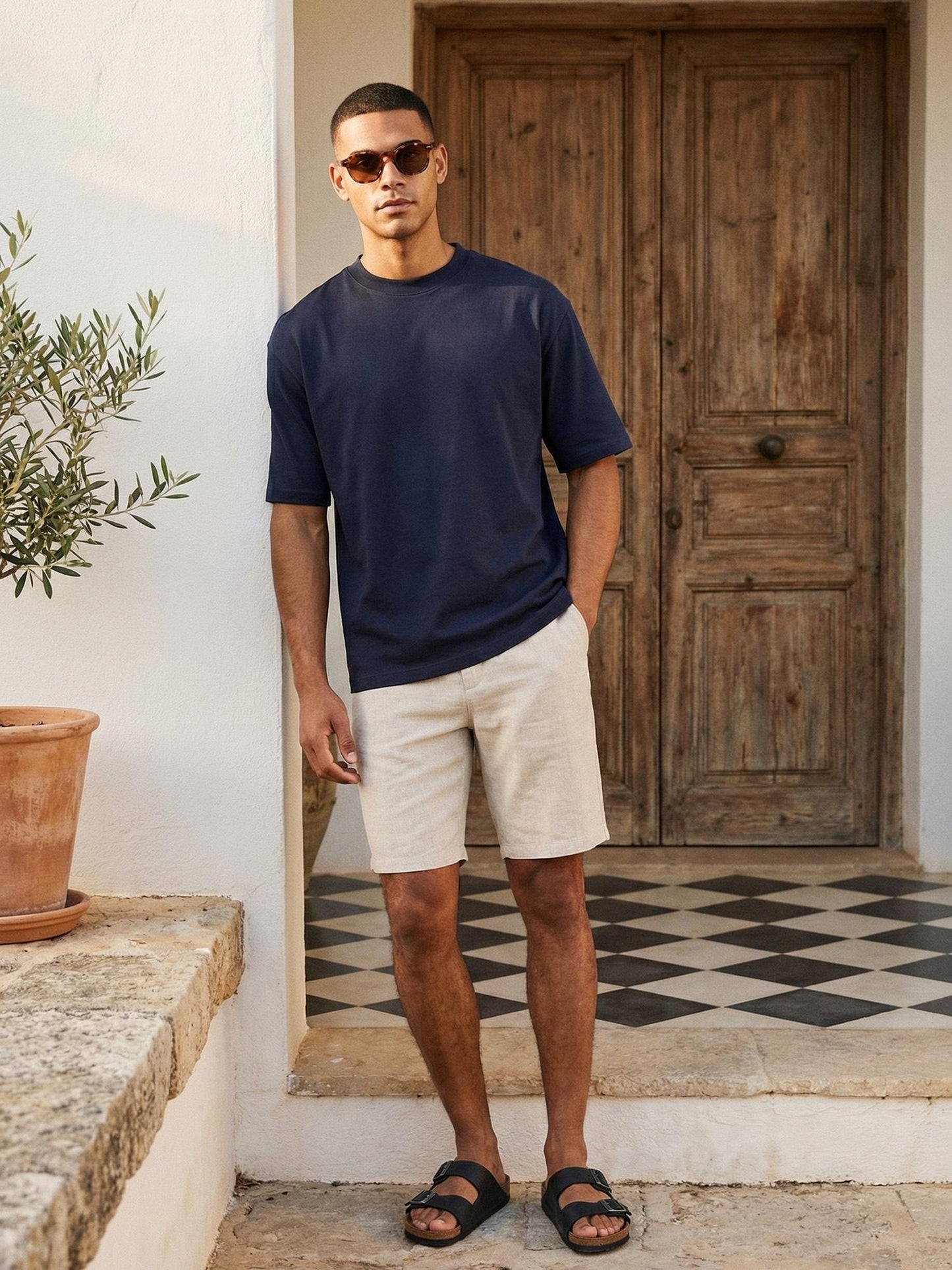 Tazzio Herren Leinen Shorts A212