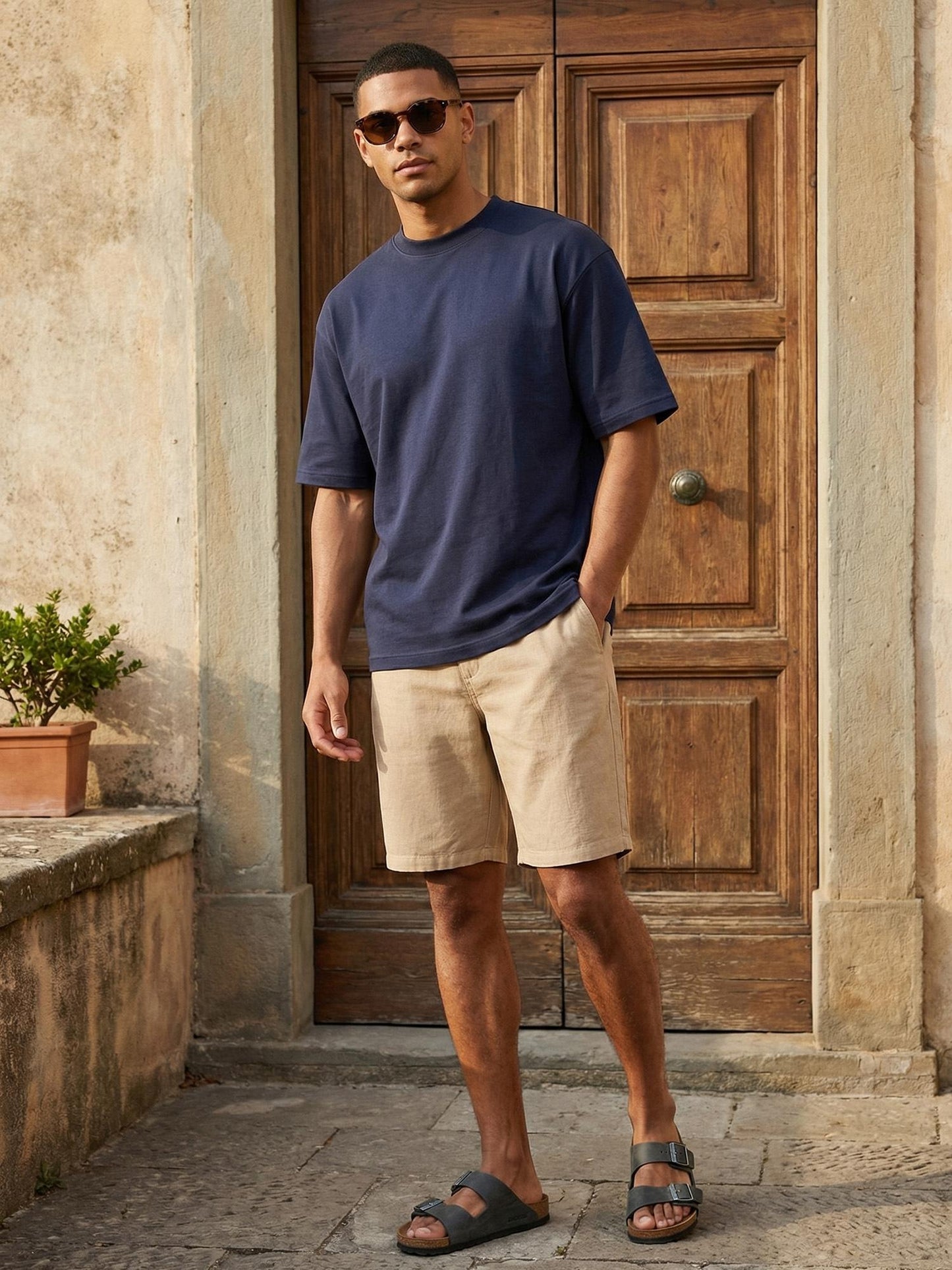 Tazzio Herren Leinen Shorts A212
