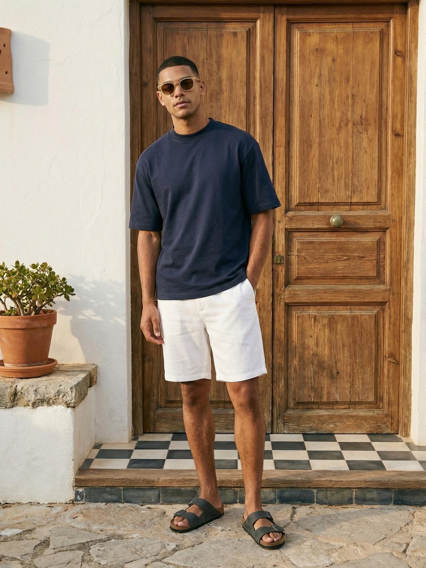 Tazzio Herren Leinen Shorts A212