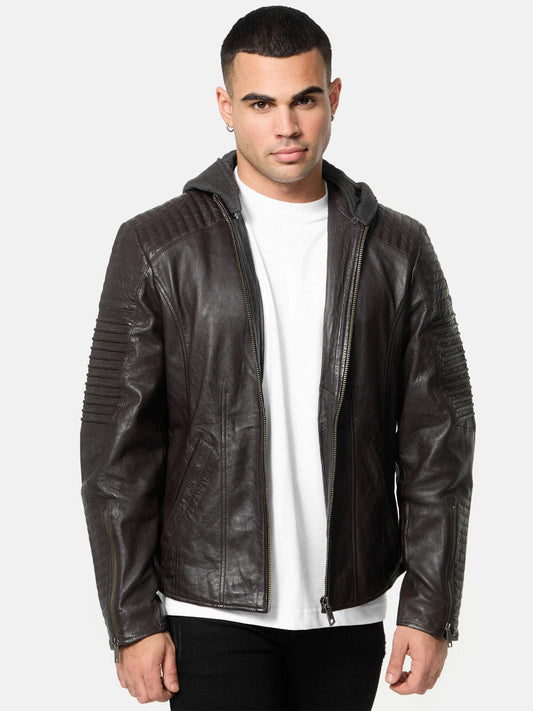 Tazzio Herren Lederjacke Biker-Look A800
