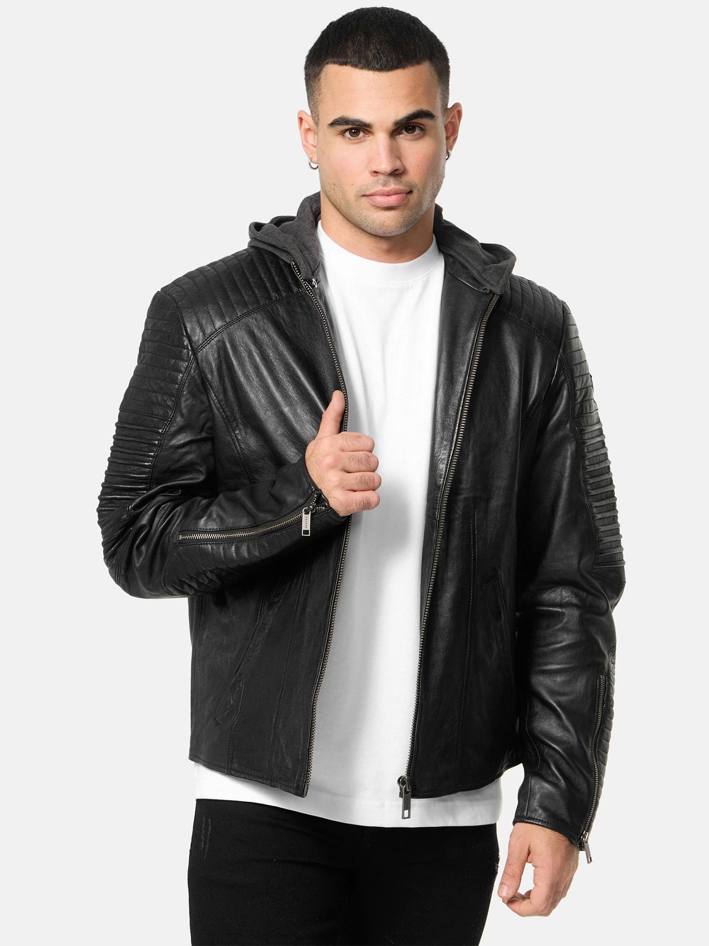 Tazzio Herren Lederjacke Biker-Look A800