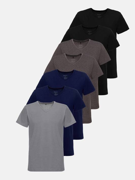 Lot de 7 t-shirts à col en V pour homme Tazzio E107