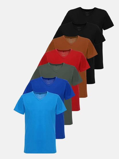 Lot de 7 t-shirts à col en V pour homme Tazzio E107